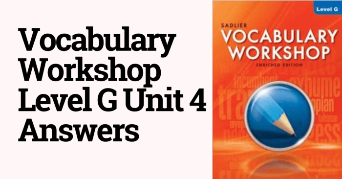 Vocabulary workshop level g unit 4