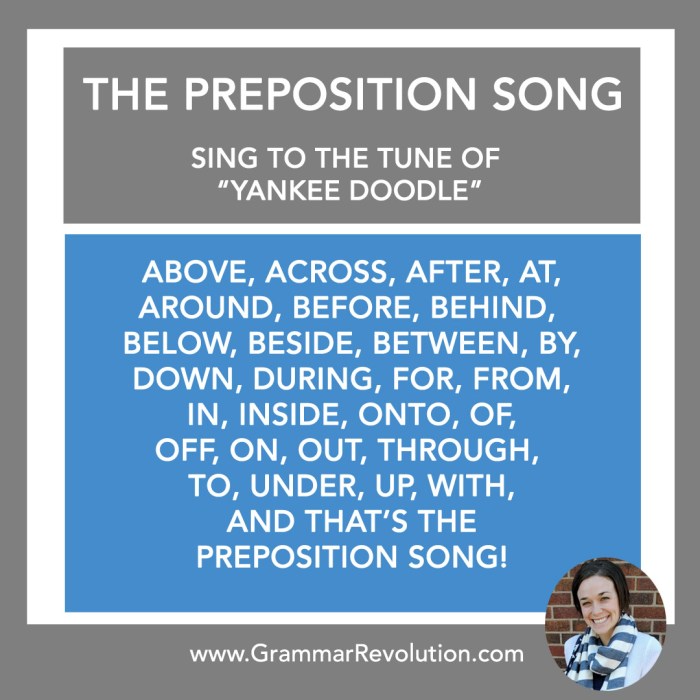 Preposition song to yankee doodle