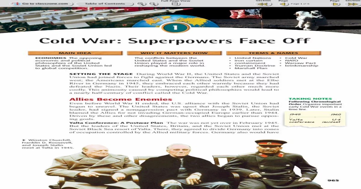 Superpowers face off in the cold war 49a answer key