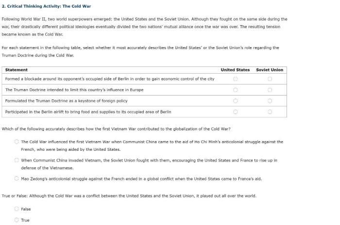 Superpowers face off in the cold war 49a answer key